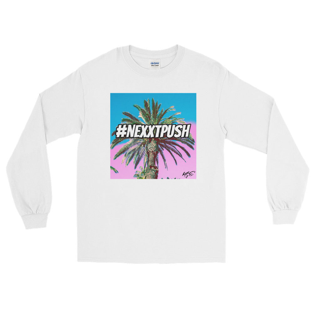 (BIG SIZE) #Nexxtpush Cotton Candy Palm Tree - Original Men’s Long Sleeve Shirt