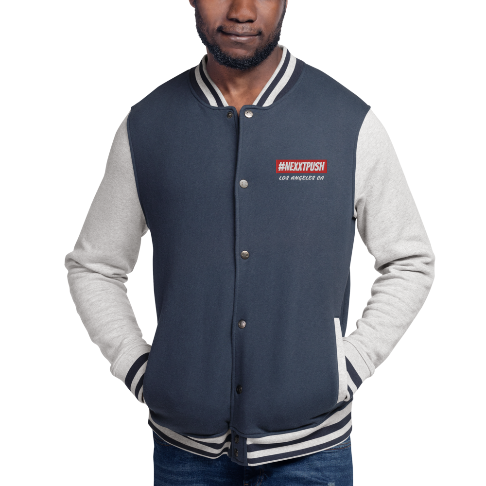 Champion #NEXXTPUSH Red Bar Embroidered Bomber Jacket