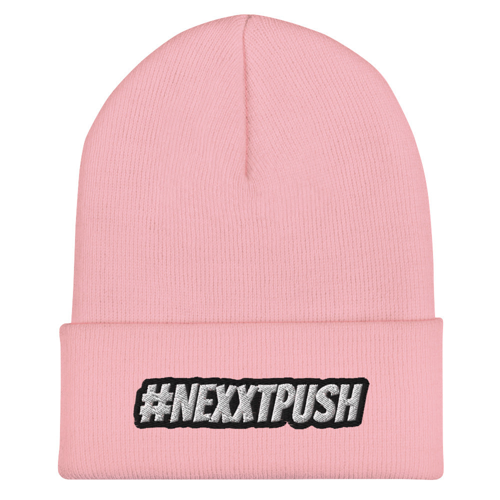 #Nexxtpush B/W Embroider Cuffed Beanie