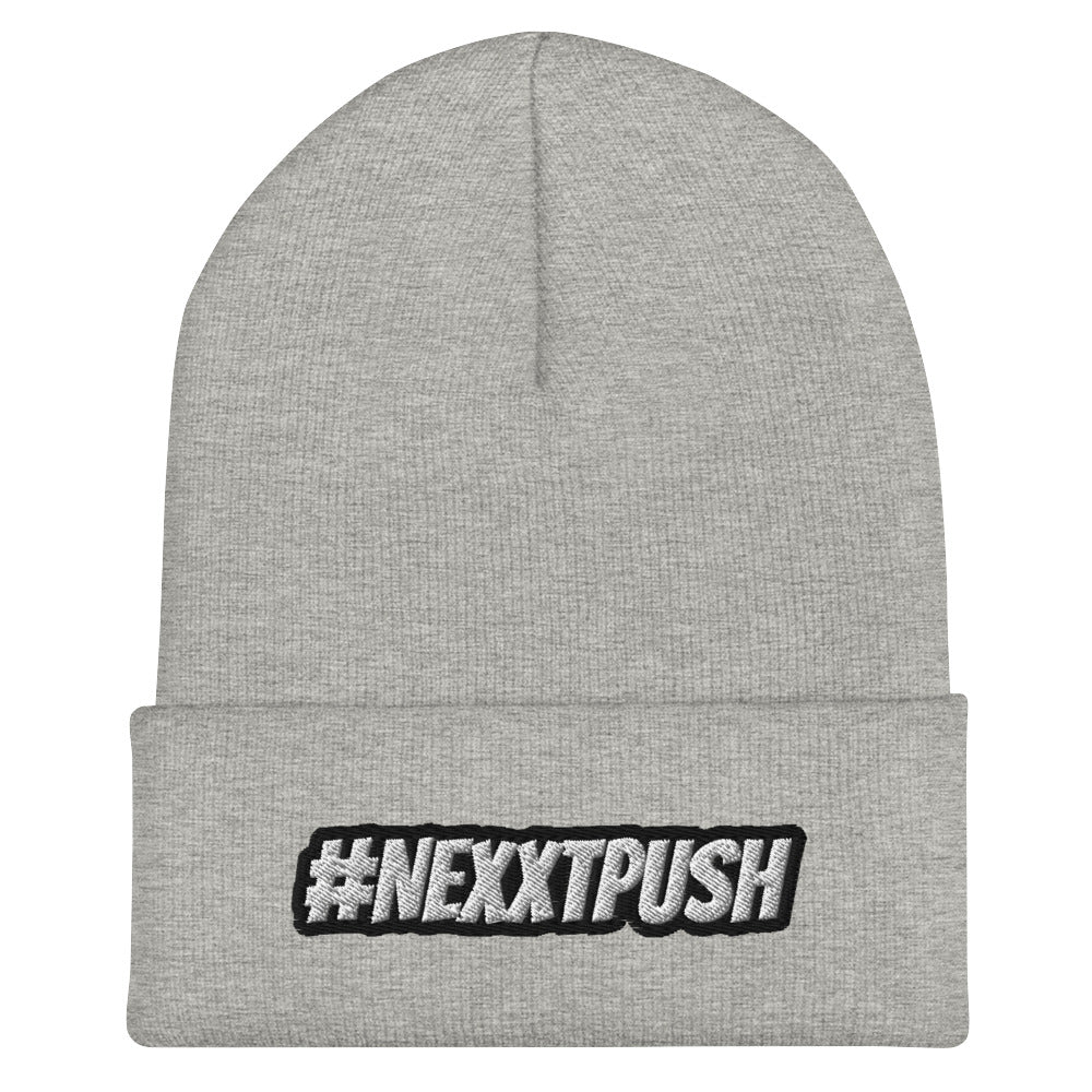 #Nexxtpush B/W Embroider Cuffed Beanie