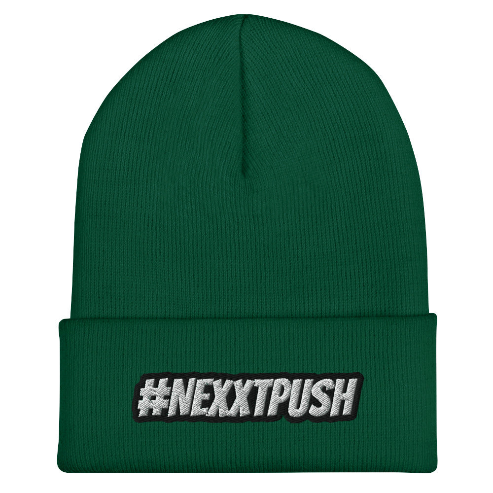 #Nexxtpush B/W Embroider Cuffed Beanie