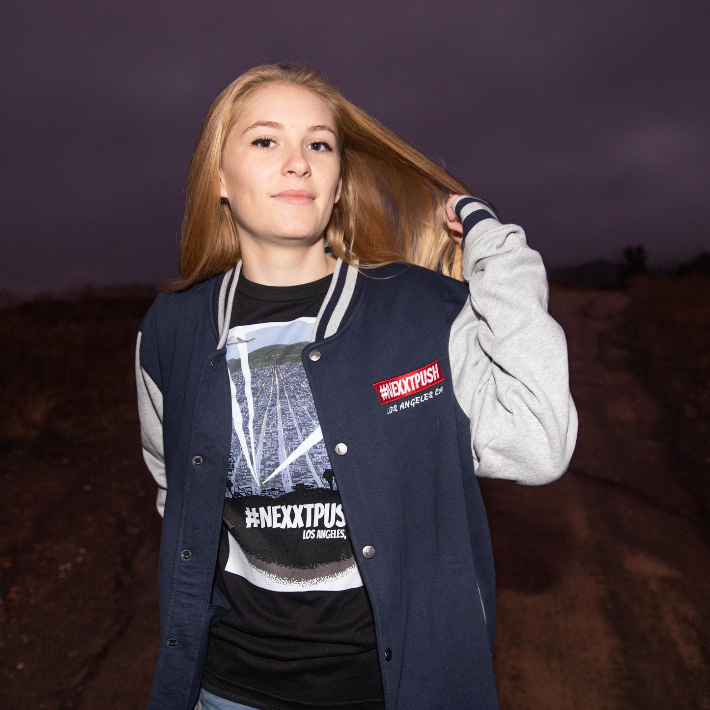 Champion #NEXXTPUSH Red Bar Embroidered Bomber Jacket