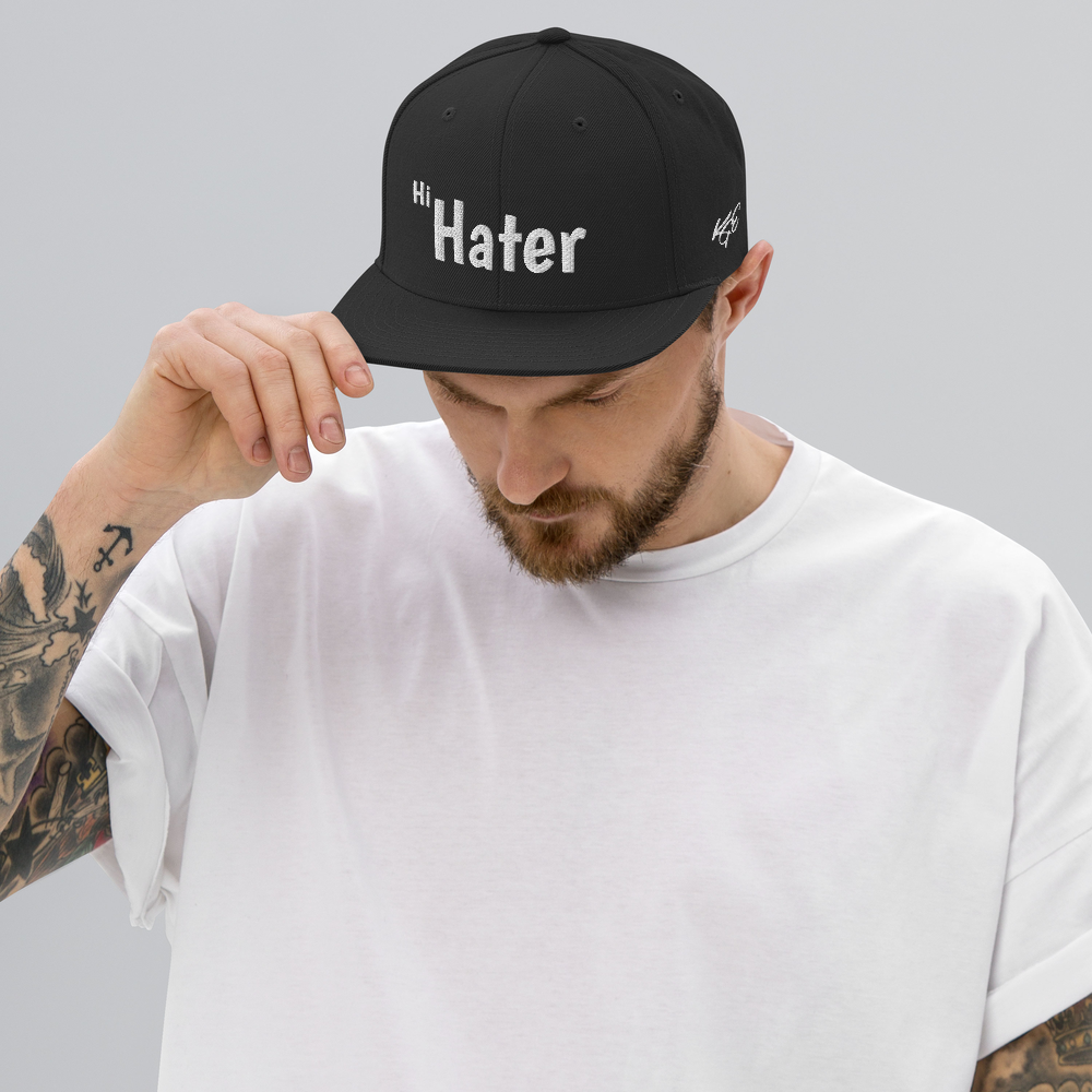 (New) Hi Hater - White Embroidered Snapback Hat