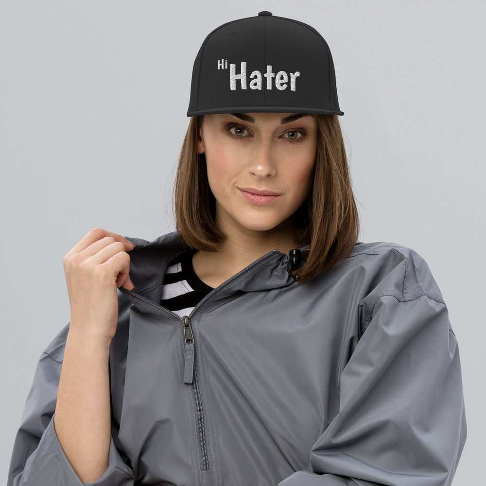 (New) Hi Hater - White Embroidered Snapback Hat