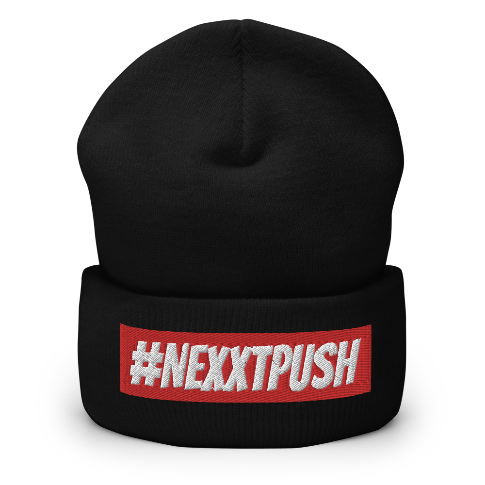 #Nexxtpush Red Bar Cuffed Beanie