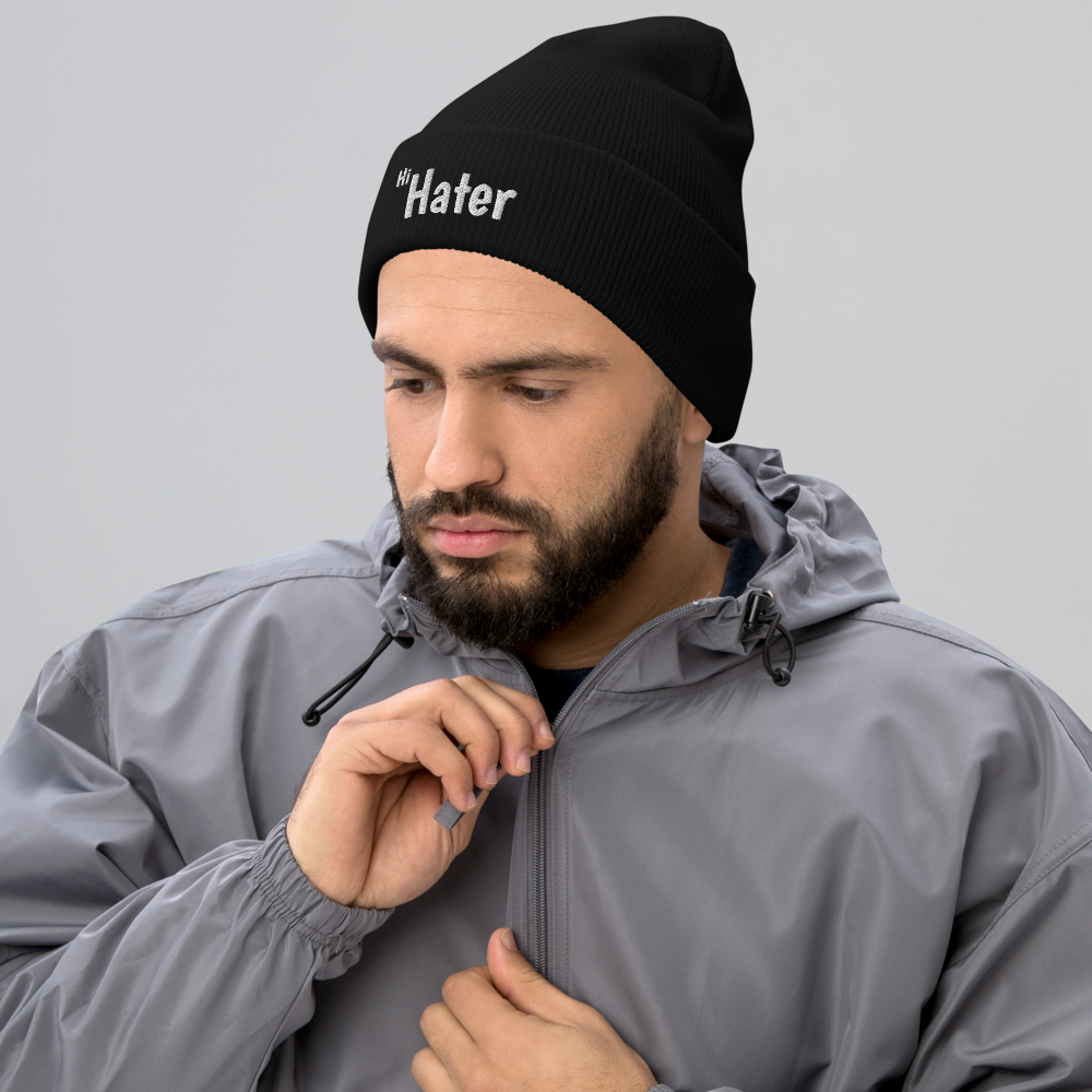 (New) Hi Hater Embroidered Cuffed Beanie