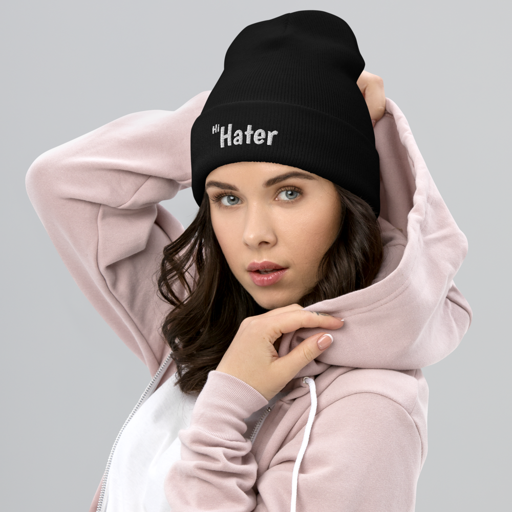 (New) Hi Hater Embroidered Cuffed Beanie