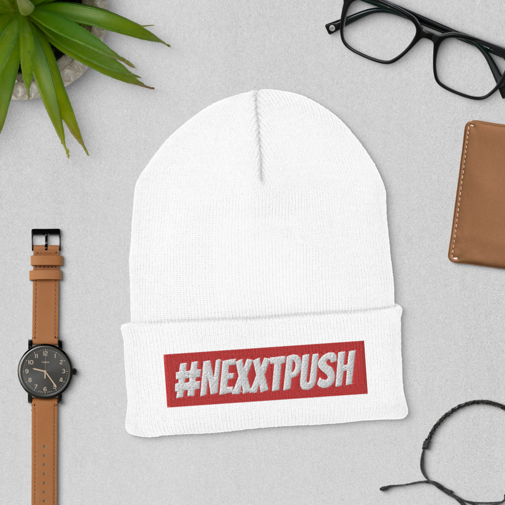 #Nexxtpush Red Bar Cuffed Beanie