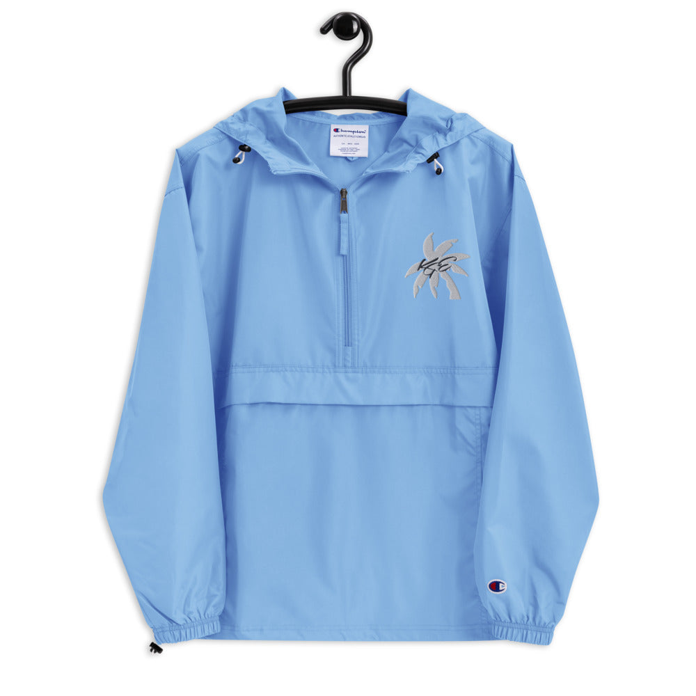 (New) White KGE Palm Paradise Embroidered Champion Packable Jacket