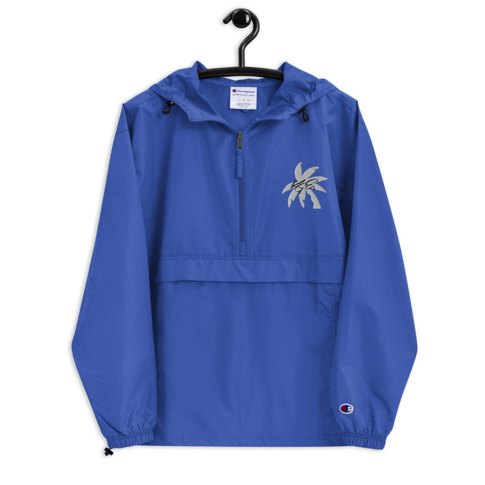 (New) White KGE Palm Paradise Embroidered Champion Packable Jacket