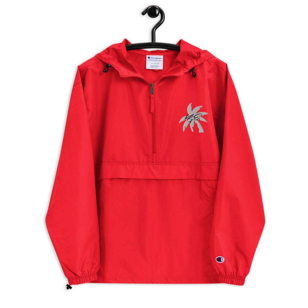 (New) White KGE Palm Paradise Embroidered Champion Packable Jacket