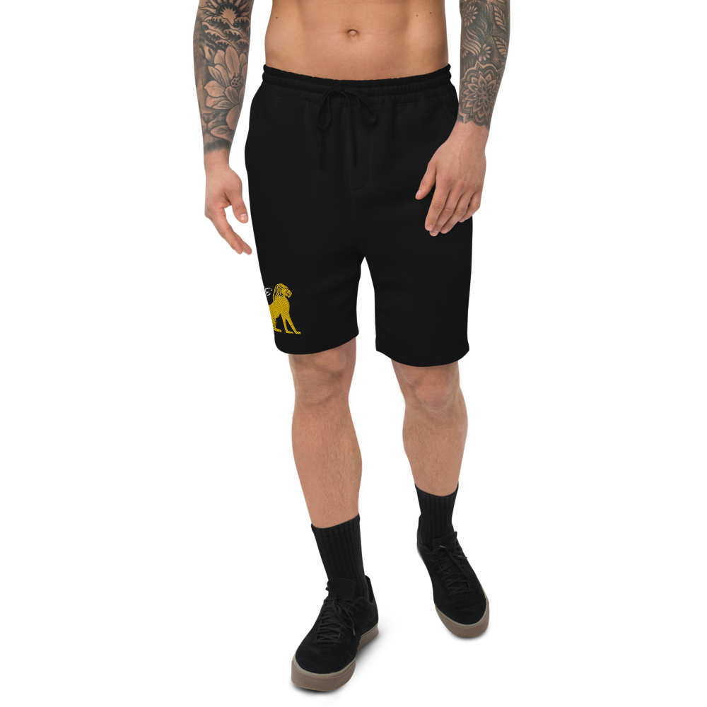 Fleece Shorts - Egyptian Lion by KGE Embroidery