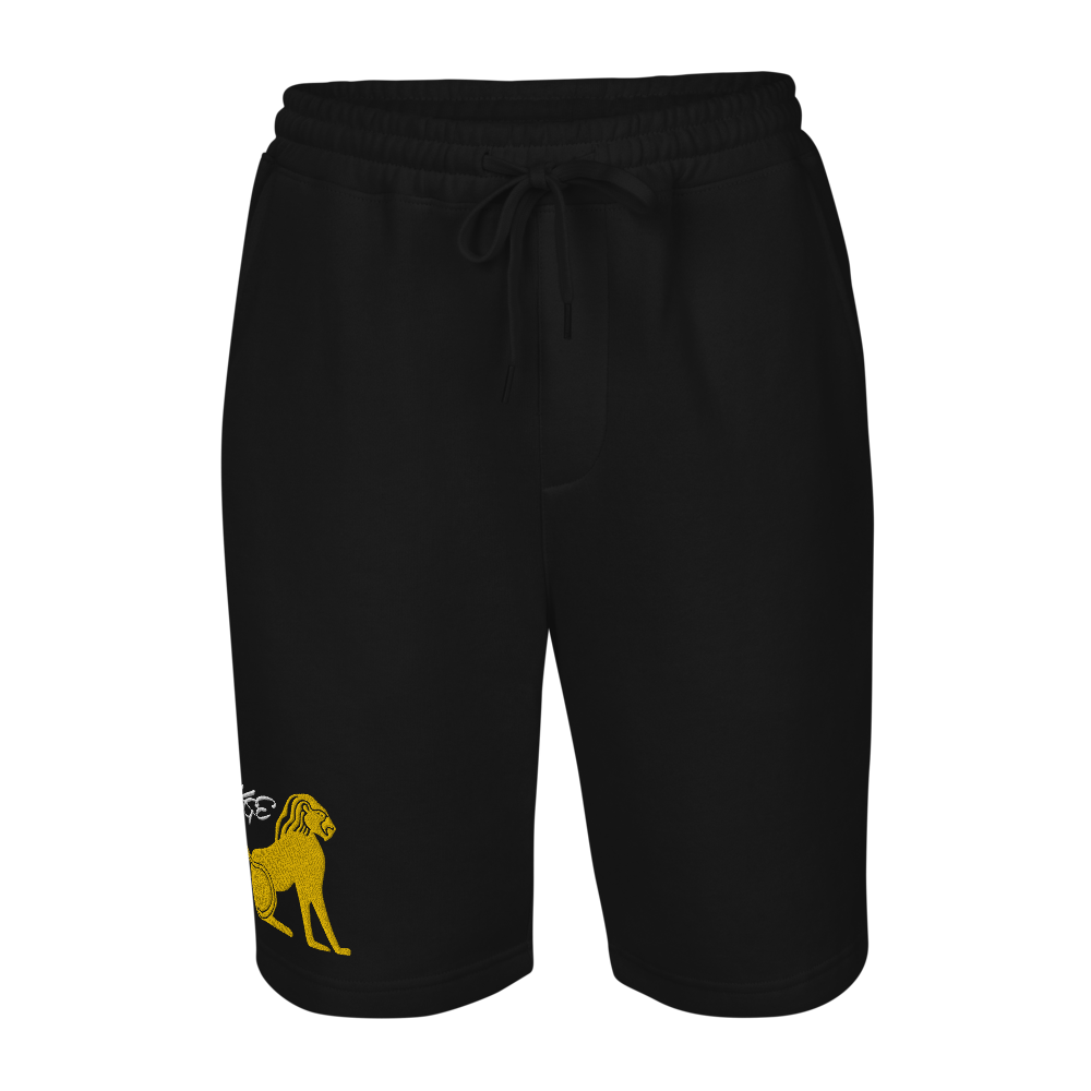 Fleece Shorts - Egyptian Lion by KGE Embroidery