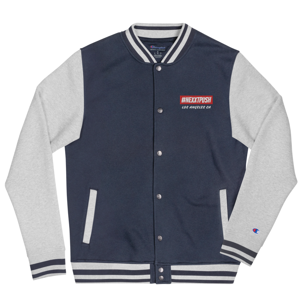 Champion #NEXXTPUSH Red Bar Embroidered Bomber Jacket