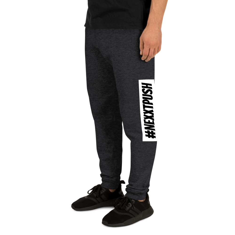 Joggers - #Nexxtpush White Bar Printed