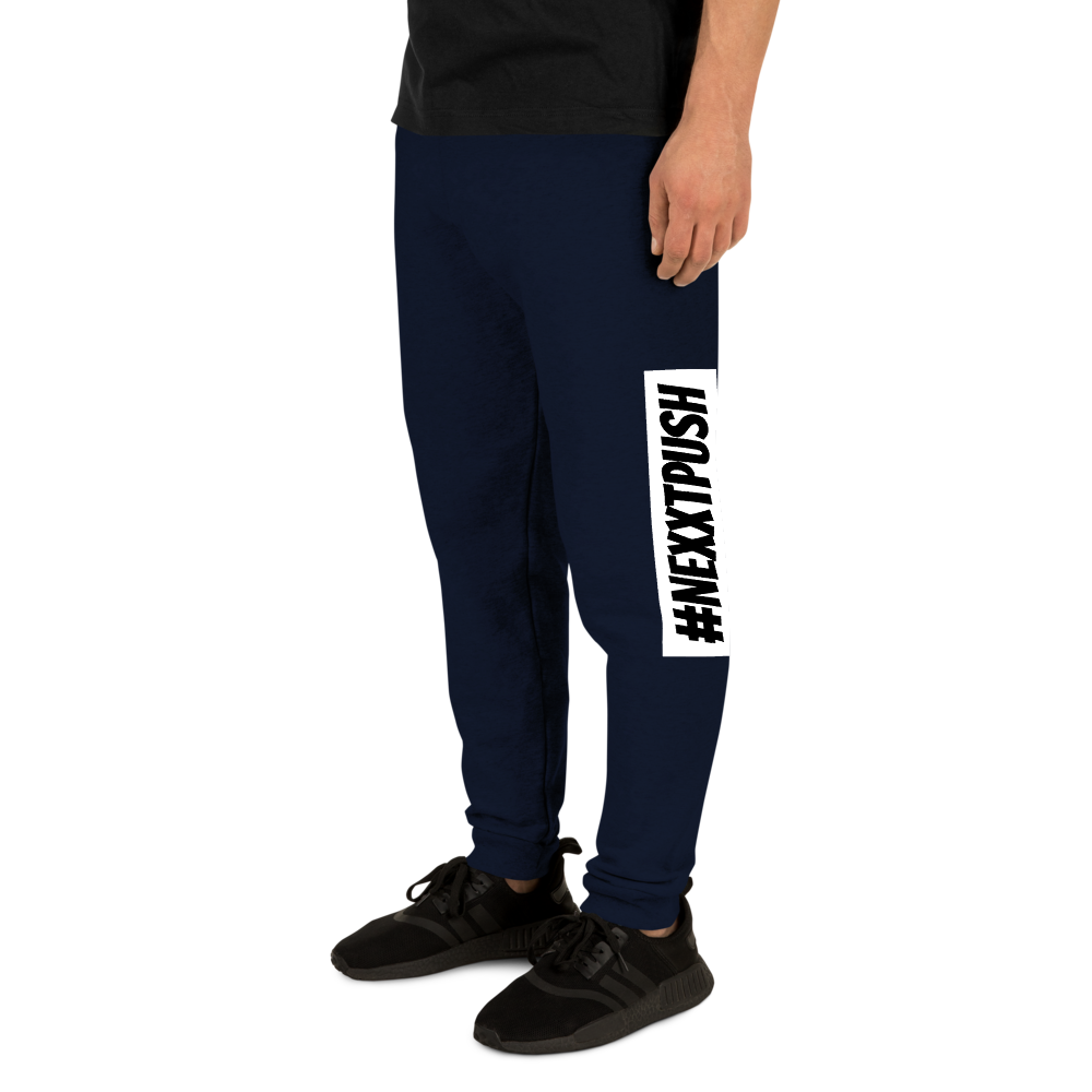 Joggers - #Nexxtpush White Bar Printed