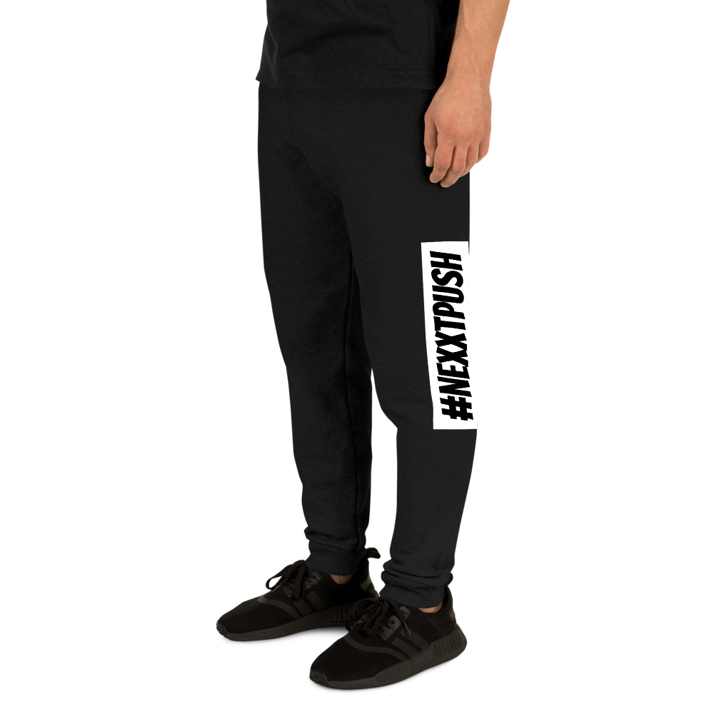 Joggers - #Nexxtpush White Bar Printed