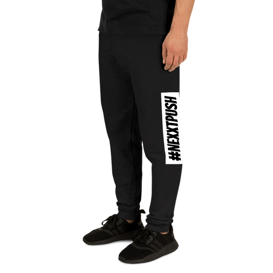 Joggers - #Nexxtpush White Bar Printed