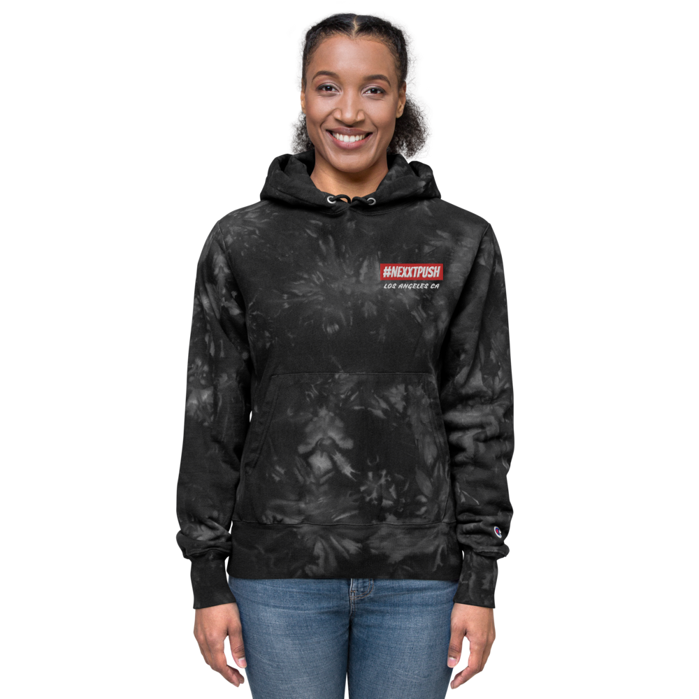 (New) #Nexxtpush Premium Champion Black tie-dye hoodie