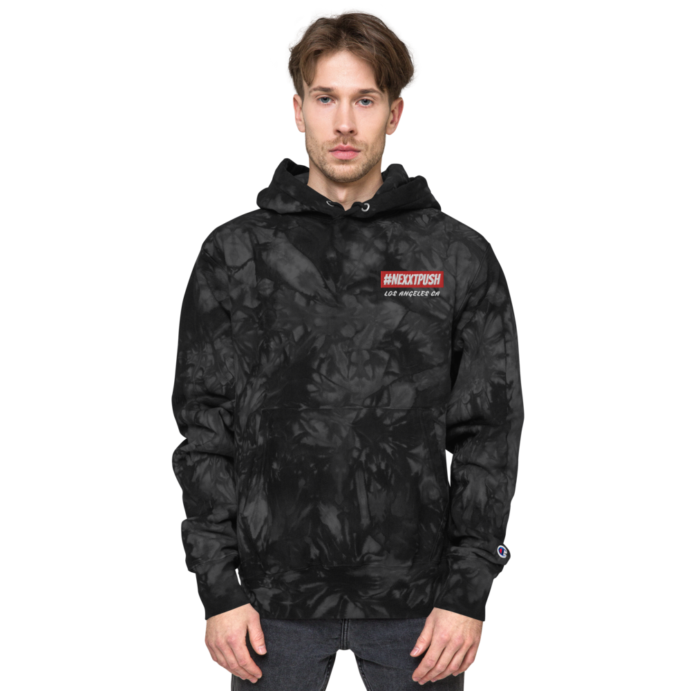 (New) #Nexxtpush Premium Champion Black tie-dye hoodie
