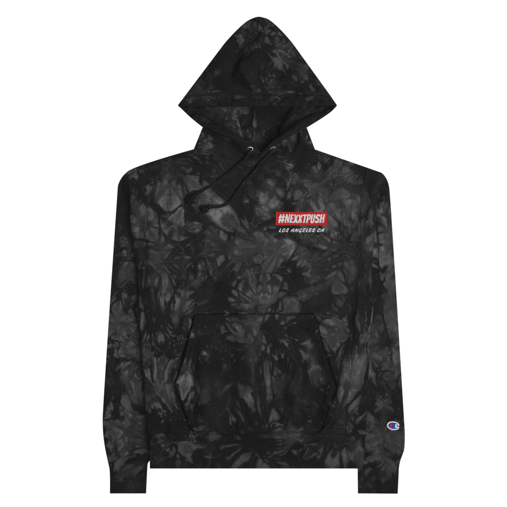 (New) #Nexxtpush Premium Champion Black tie-dye hoodie