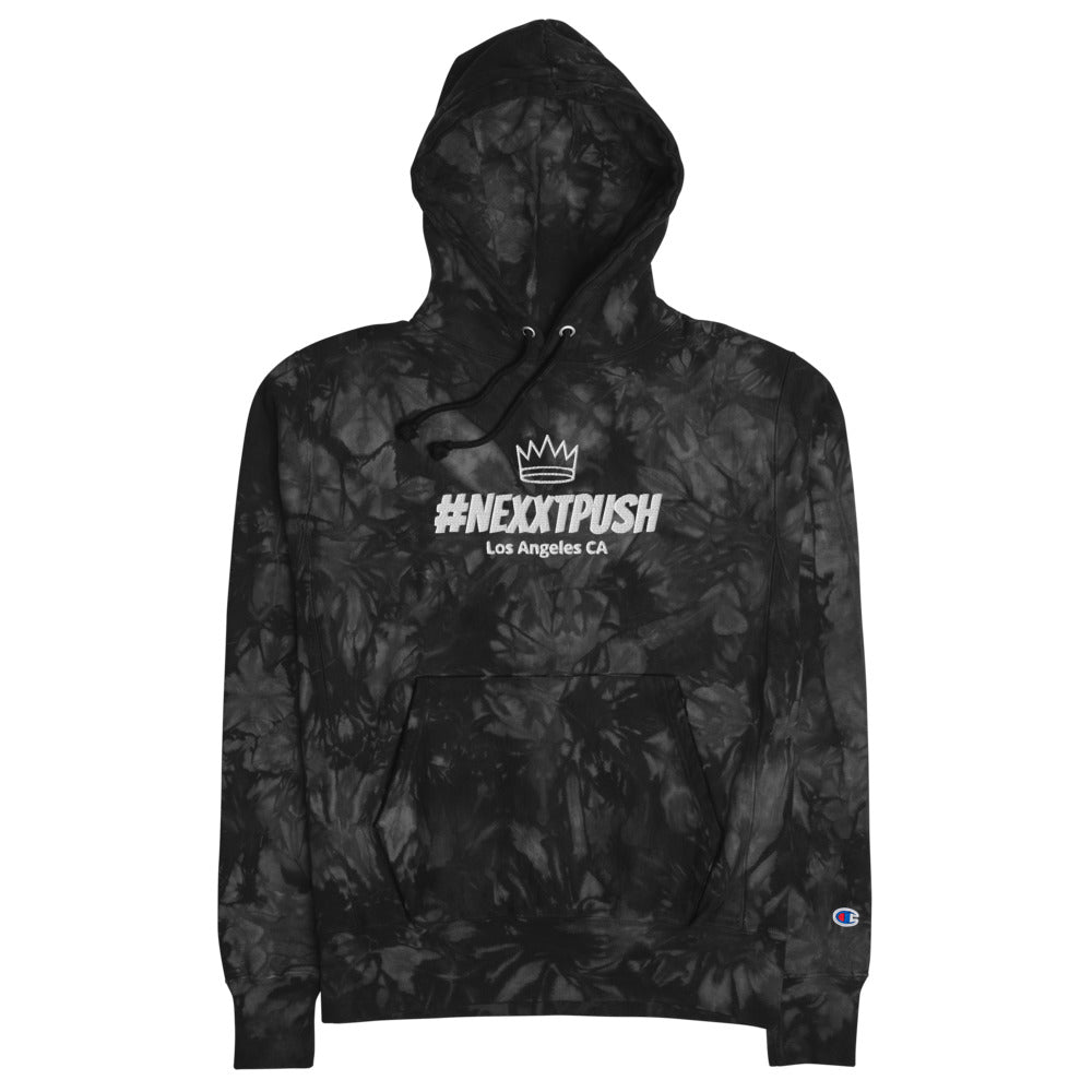 (New) #Nexxtpush embroidery crown Champion heavy tie-dye hoodie