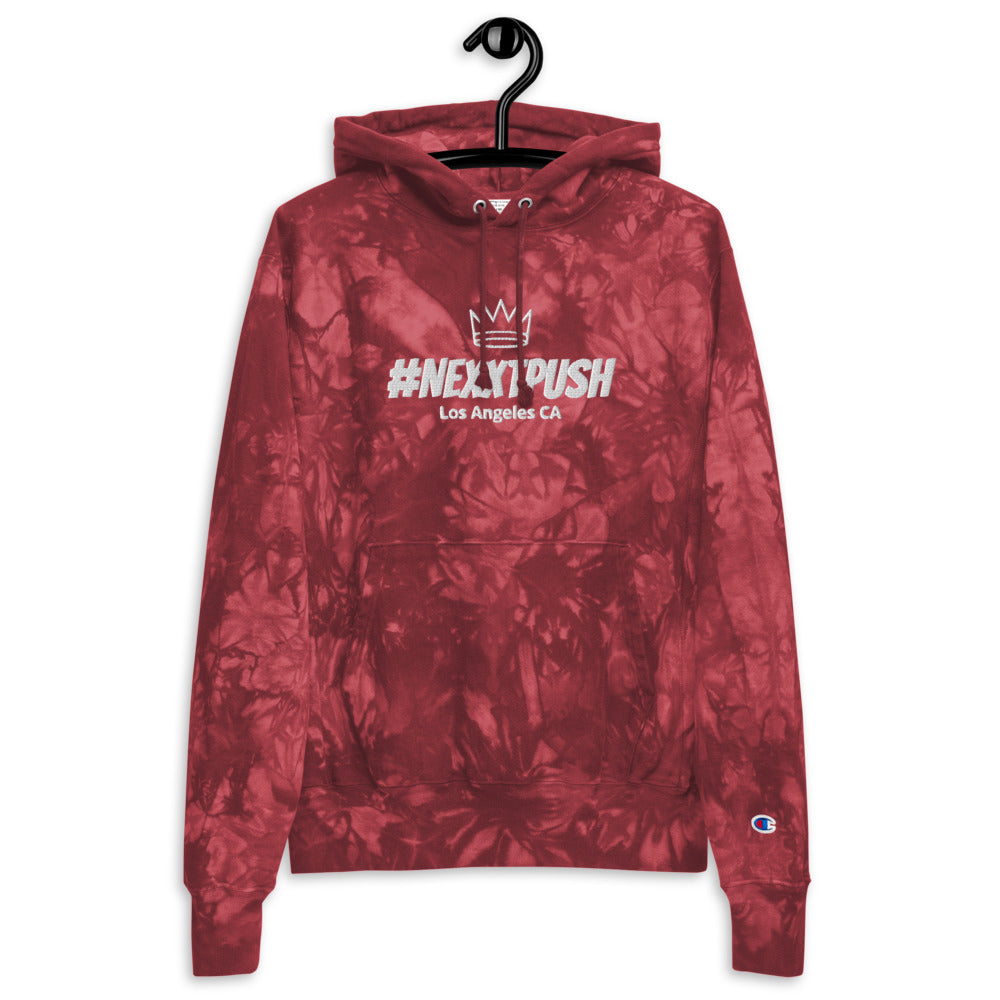 (New) #Nexxtpush embroidery crown Champion heavy tie-dye hoodie