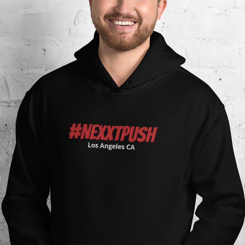 #Nexxtpush Red Embroidered Original Hoodie