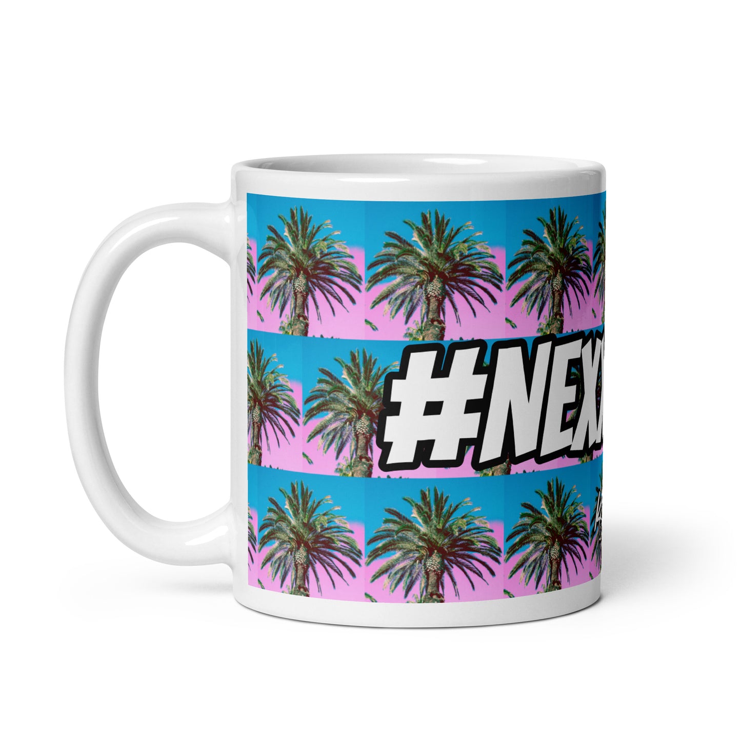 #Nexxtpush Cotton Candy Palm Tree White glossy mug