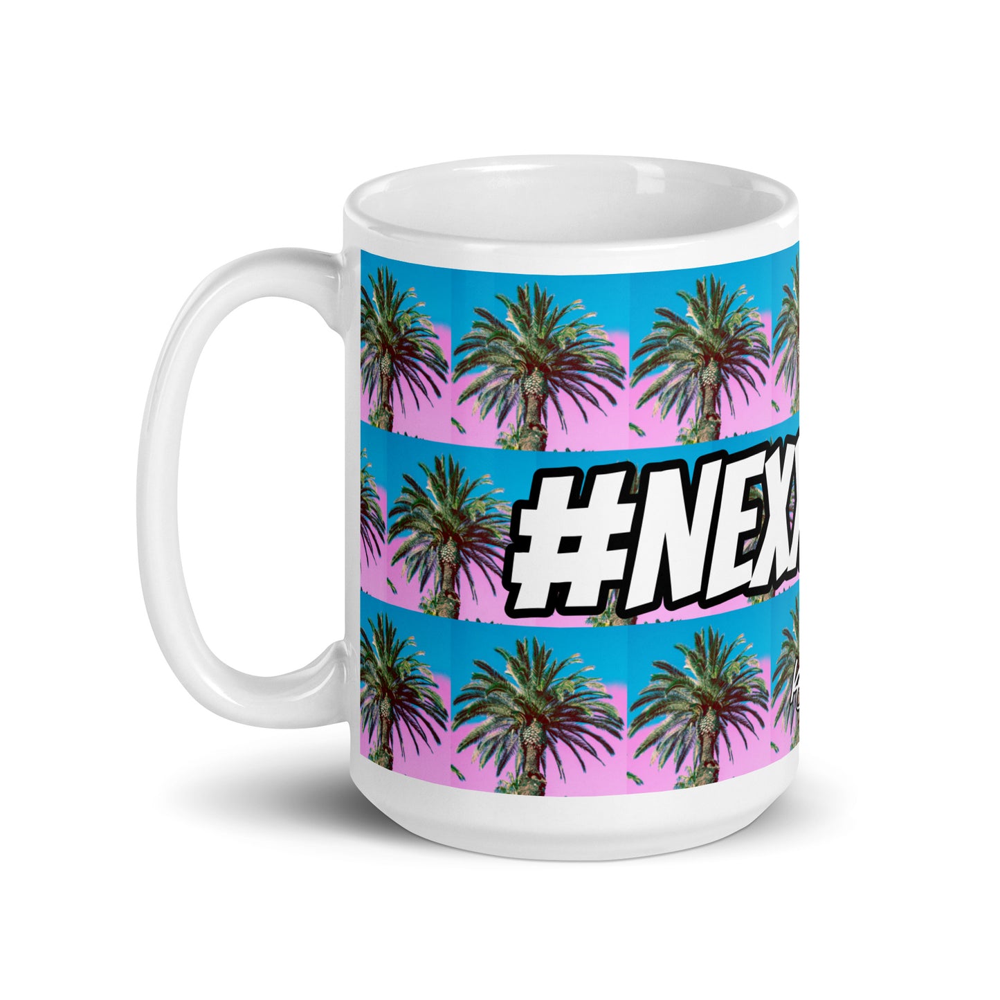 #Nexxtpush Cotton Candy Palm Tree White glossy mug